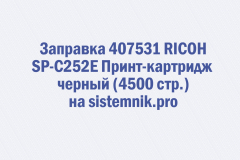 Заправка 407531 RICOH SP-C252E Принт-картридж черный (4500 стр.) Заправка 407531 RICOH SP-C252E Принт-картридж черный (4500 стр.)